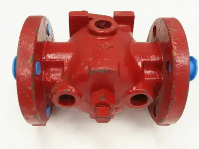 Rencor Controls 1" Ball Valve 6-1/8" Flange OD Fire Red