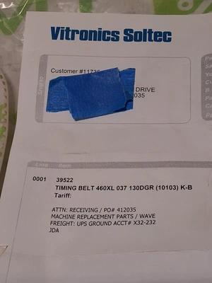VITRONICS SOLTEC 460 XL 037 TIMING BELT