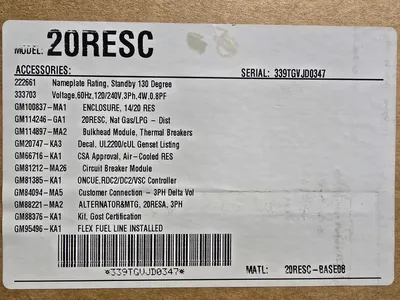 USED KOHLER 20RESC