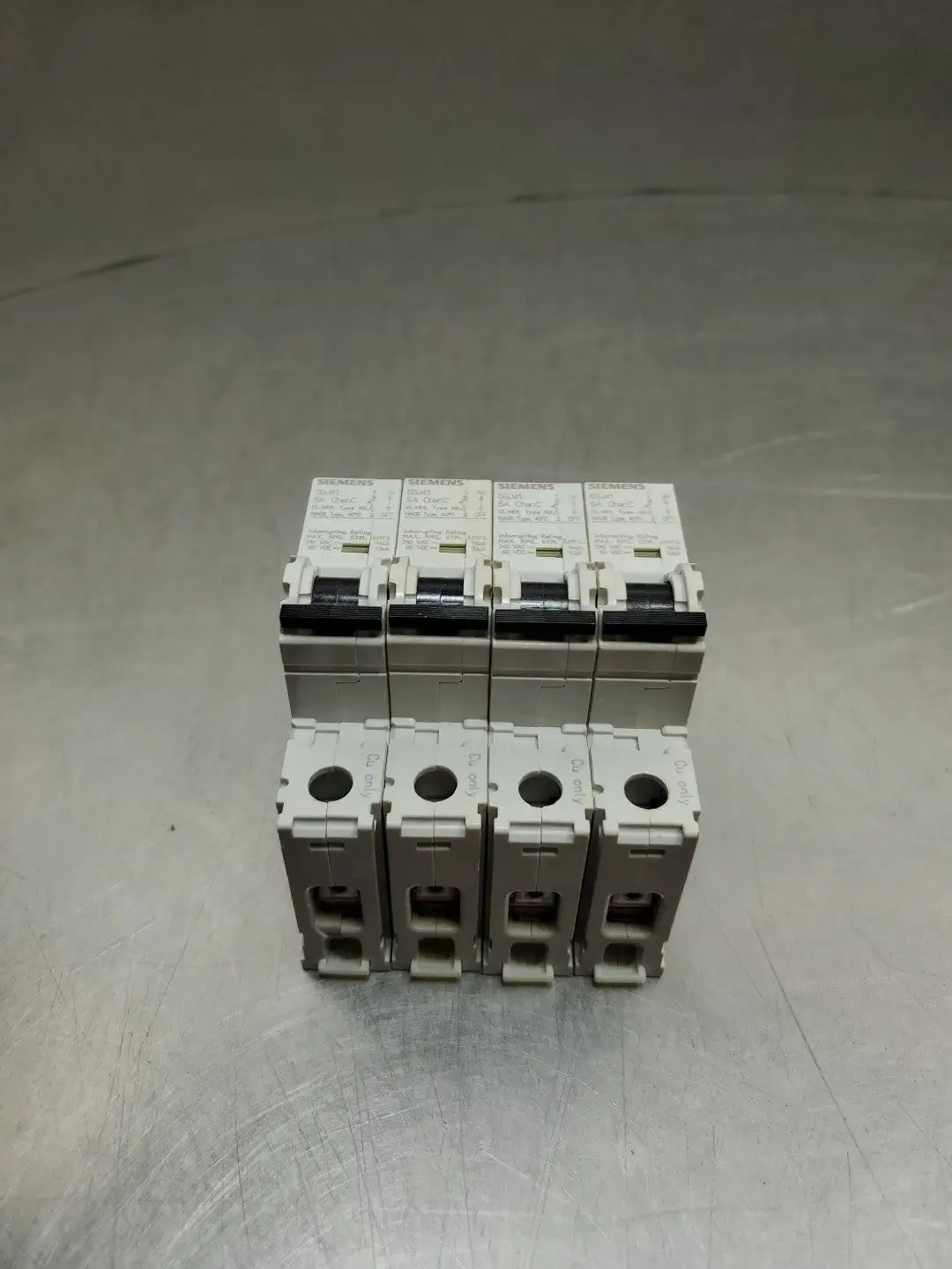 USED Siemens 5SJ4111-7HG40 Circuit Breaker, 5A, 1P, 277VAC, 60VDC, Lot of 4