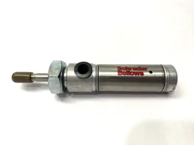 USED SCHRADER BELLOWS PNEUMATIC CYLINDER 3/4" BORE 1/2" STROKE 250PSI