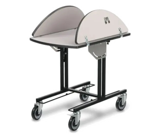 Forbes Industries Oval Room Service Table w/ (2) Tri Fold Drop Leaves - 36"L x 43 1/2"W, Laminate/Black Steel (4970)