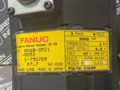 Fanuc A06B-0521-B051 Model 2-0 AC Servo Motor 3.0A Used