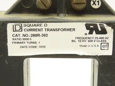 Square D 260R-302 Full Wave Current Transformer 3000:5 Ratio 600V 25-400Hz