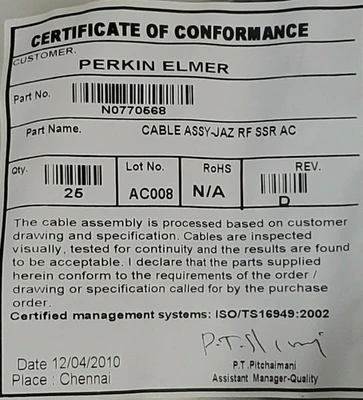 NEW PerkinElmer N0770568