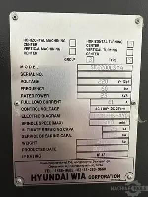 Used 2022 HYUNDAI WIA SE2200LSYA 5-Axis or More CNC Lathes Arizona US | KD Machinery #1333497