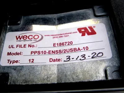 NEW WECO PPS10-ENSS/2USBA-10 OUTLET DEVICE PPS10ENSS2USBA10