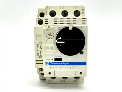 USED SCHNEIDER ELECTRIC, TELEMECANIQUE MANUAL STARTER 4-6.3A W/ GVAN11 AUXILIARY BLOCK