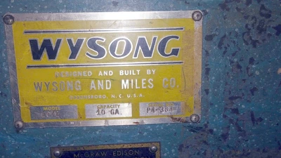 Used 1970 WYSONG 1072 Power Squaring Shears (Inch) Pennsylvania US | Hadanich Machine #1439269
