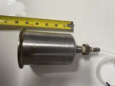 USED Swagelok FILTER HOUSING 5" L X 3" SANITARY FITTING W/ SWAGELOK VALVES