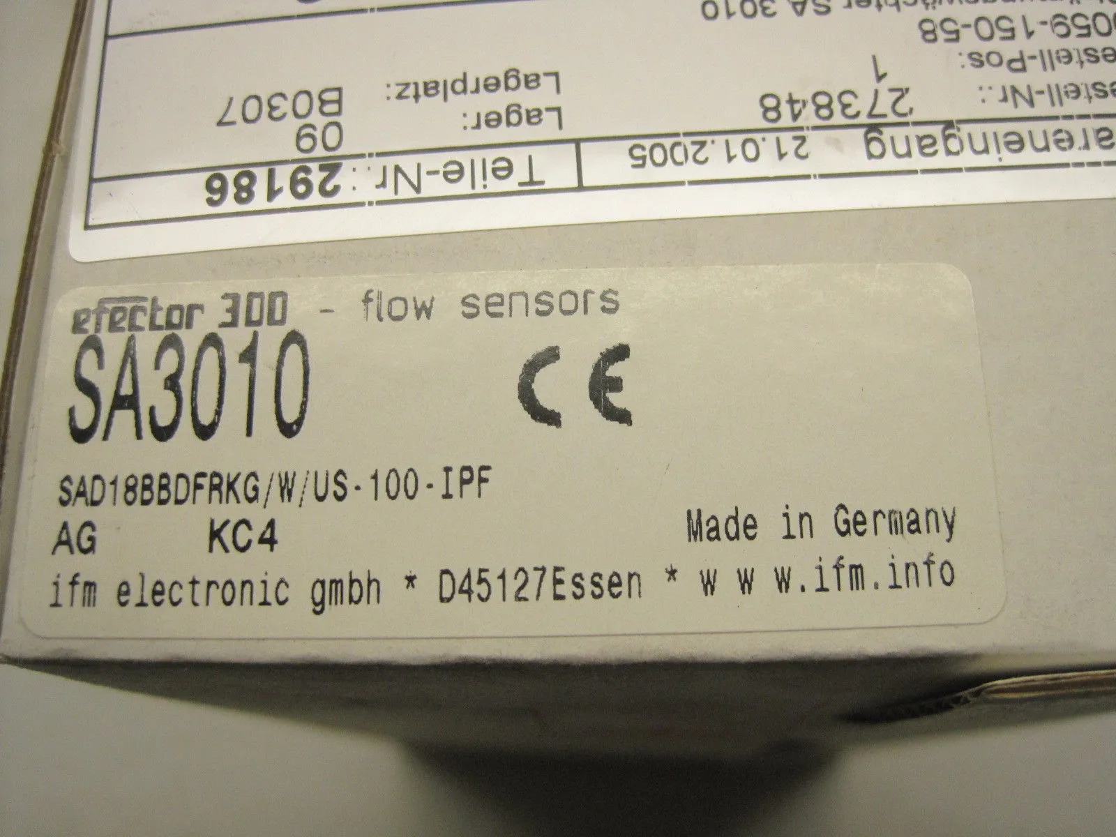 New Efector SA3010 Flow Sensor