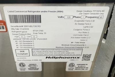 130-0147 Hill Phoenix BLF-CRD 36” Glycol Refrigerated Over/Under Service Cooler
