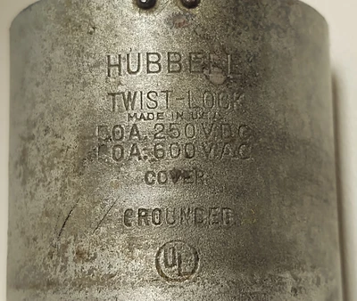 Hubbell 3 Prong Twist Lock Male Plug  50A 250VDC or 50A 600VAC Good Shape