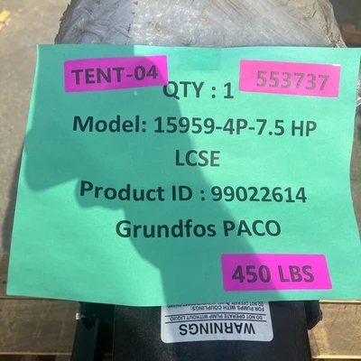 New | in-Stock Grundfos 15959-4P-7.5HP LCSE Centrifugal Pumps California US | Davliegogo LLC #1705447
