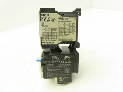 Fuji SK12L Motor Starter Contactor 5.5kW 600V TK12W & Thermal Overload 5-7.5A