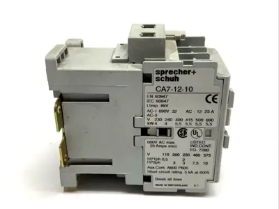 CA7-12-10 | Sprecher+Schuh  Contactor 550V 50Hz 600V 60Hz w/ CA7-PA Aux Contact - Used