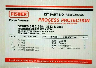 NEW FISHER CONTROLS R3580X00022 REPAIR KIT