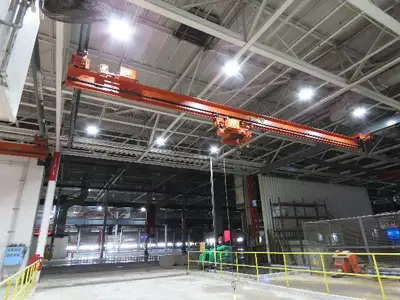 Cleveland Tramrail P&H 4 Ton Single Girder Underhung Bridge Crane 45' 10" Span