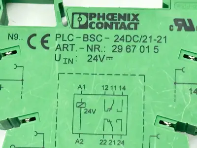 PLC-BSC-24DC/21-21,2967015,RTE24024 | Phoenix Contact PLC-BSC-24DC/21-21 Relay Base 2967015 w/ Schrack RTE24024 Relay - Used