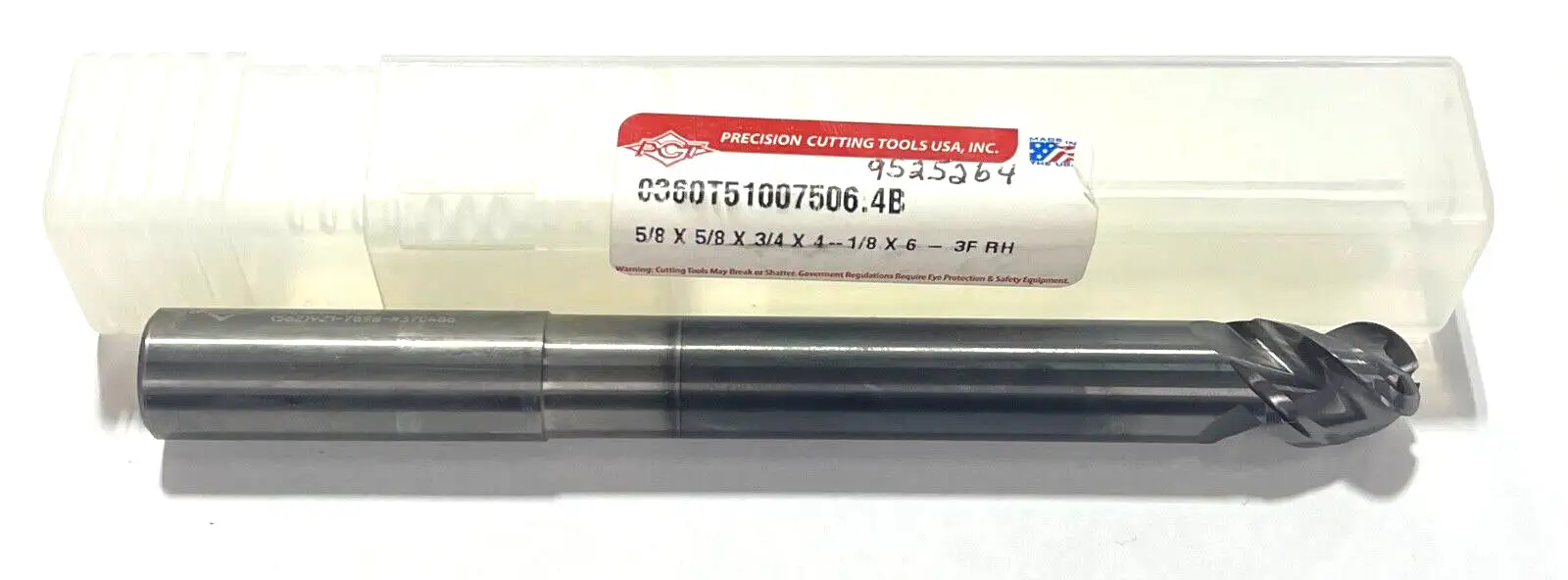 PCT 5/8" Carbide Ball Nose End Mill 3 Flute Extended Reach Exxtral Carbon Coated