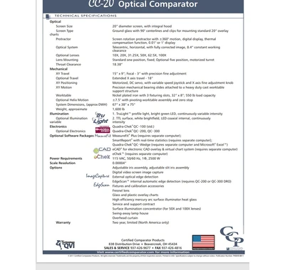 Used 2014 CERTIFIED COMPARATOR PRODUCTS CC-20, 2014, HEDINEHAIN ND-1203 DRO, EDGE DET. Comparators New Jersey US | Machinery Values #944382