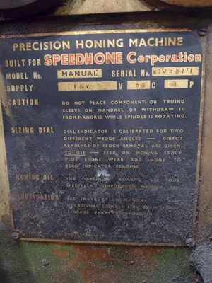 SPEEDHONE MODEL #MANUAL HORIZONTAL PRECISION HONING MACHINE: YOBRO #24821