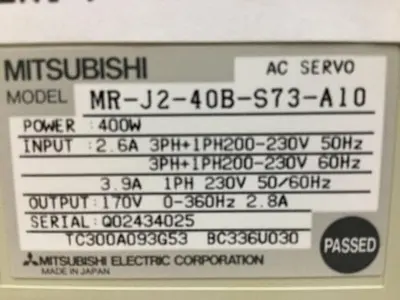 USED MITSUBISHI MR-J2-40B-S73-A10
