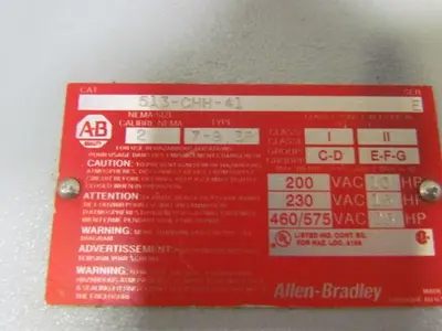 Allen Bradley 513-CHH-41 Combination Starter Circuit Enclosure Only No handle