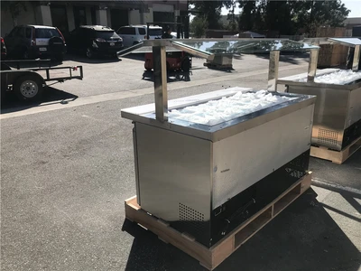 171-0223 60" Open Glass Self Contained Cold Salad Buffet Table