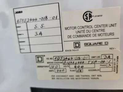 USED SQUARE D MODEL 6
