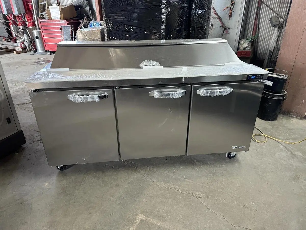 Blue Air BLPT72-HC 72" Three Section Sandwich Prep Table, 20.2 cu. ft.