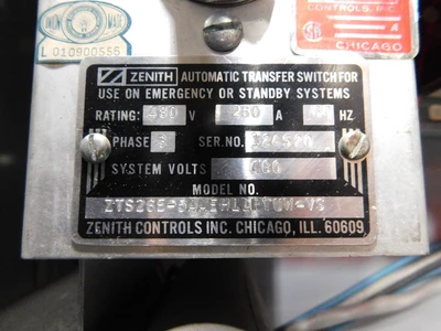 Used Zenith ZTS26E-5AAEHLLRTUW-VS Switchgears Ohio US | Equipment Recovery Corp. #1331585