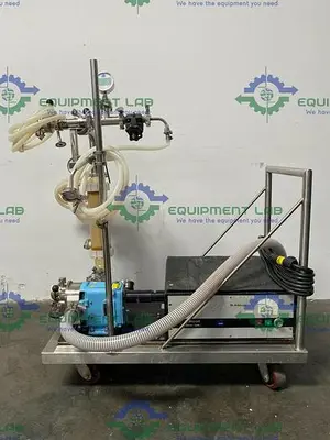 USED TANGENTIAL FLOW FILTRATION SKID W/ WAUKESHA 018-UL PUMP & GE MAXCELL CARTRIDGE