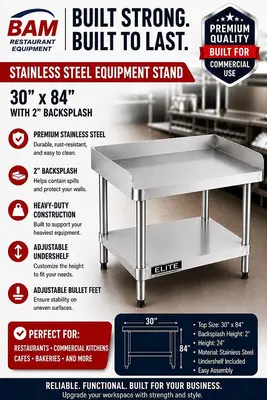 30"x 84" Stainless Steel Equipment Stand with Galvanized Undershelf