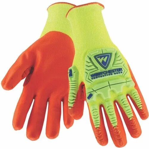 West Chester Hi-Vis Foam Nitrile Palm Gloves 10 Gauge HPPE Shell M