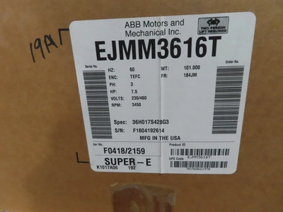 new surplus 7.5 hp Baldor Motor 3450 rpm, Frame 184JM