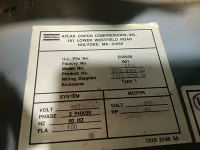 Used ATLAS COPCO GA55 Rotary Screw & Sliding Vane Air Compressors Ohio US | HGR 24 #1568452