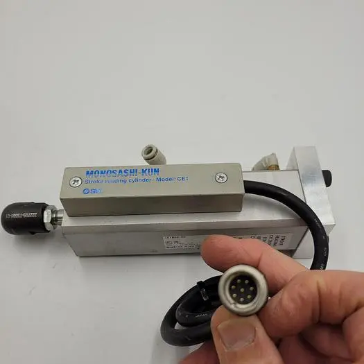 Used SMC SMC CE1B20-50 & MONOSASHI-KUN MODEL: CE-1 STROKE READING CYLINDER ON MOUNTING PLATE Cylinders | ND Industrial Surplus #1219029