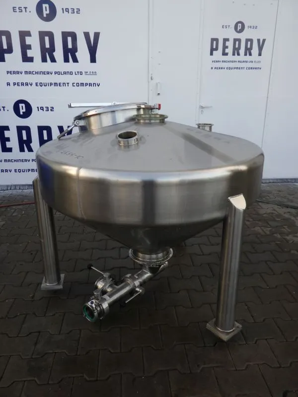380 L Used Vertical Stainless Steel Contact Parts Storage Tank With Conical Bottom
