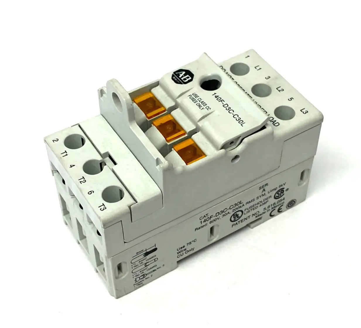 USED ALLEN-BRADLEY SER. A FUSE HOLDER 3-POLE 30A