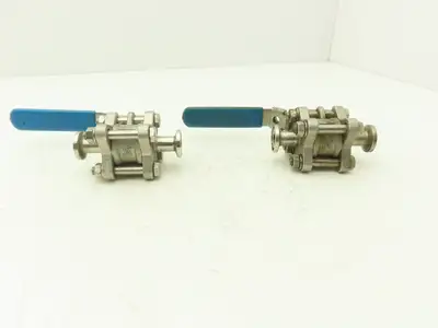 VNE 1/2"-316 1/2" Stainless Steel Sanitary Tri-Clamp Ball Valve 1000WOG Lot of 2