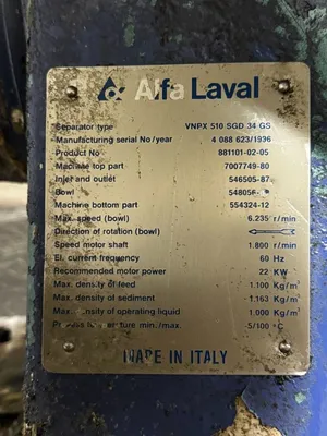 USED 1996 ALFA LAVAL VNPX 510 SGD 34 GS