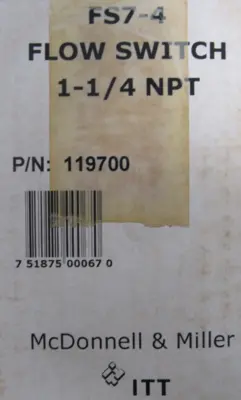 NEW MCDONNELL & MILLER FS7-4 FLOW SWITCH FS74 1-1/4"