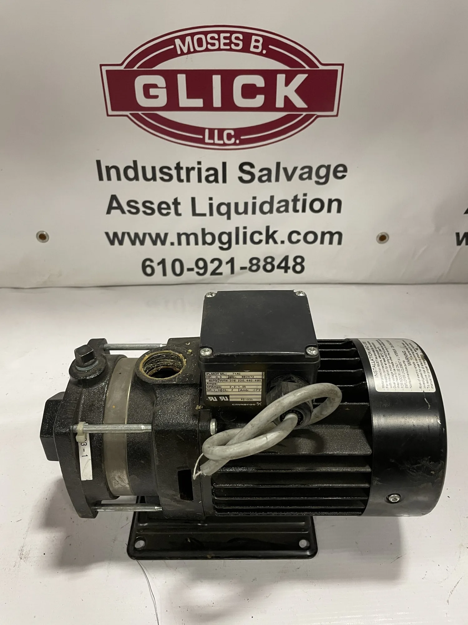 Grundfos CH2-20 A-W-A-CVBV K43Z70302 0.5HP Booster Pump 13GPM 145psi 56ft Head