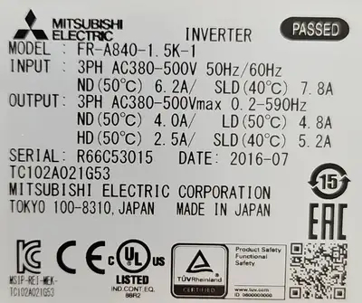 USED Mitsubishi Electric Mitsubishi FR-A840-1. 5K-1
