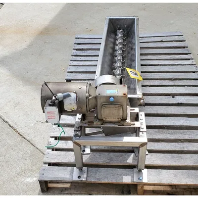 Used 4" Dia. X 4' Long Stainless Steel Volumetric Mixer Screw Feeder