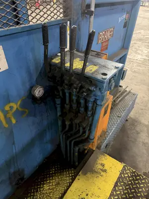 20,000 LBS X 54" X 36" BRANER HYDRAULIC COIL CAR UPENDER WITH POWER FEED CONVEYOR: YOBRO #25238