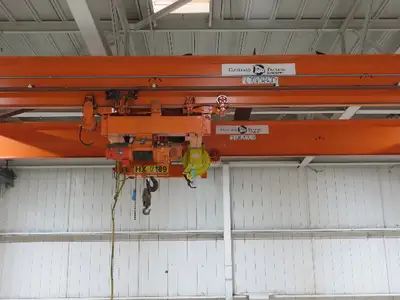 Cleveland Tramrail 10 Ton Double Girder Underhung Bridge Crane 45' 10" Span
