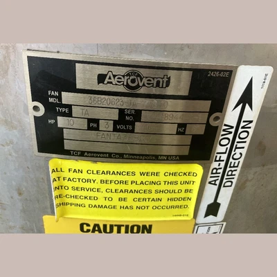 USED AEROVENT TCF 36B20623-TA-1708-10