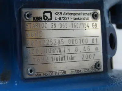 KSB ETABLOC GN 065-160/154 1.75Kw  2-1/2"x3" Centrifugal Pump End Suction 480Y